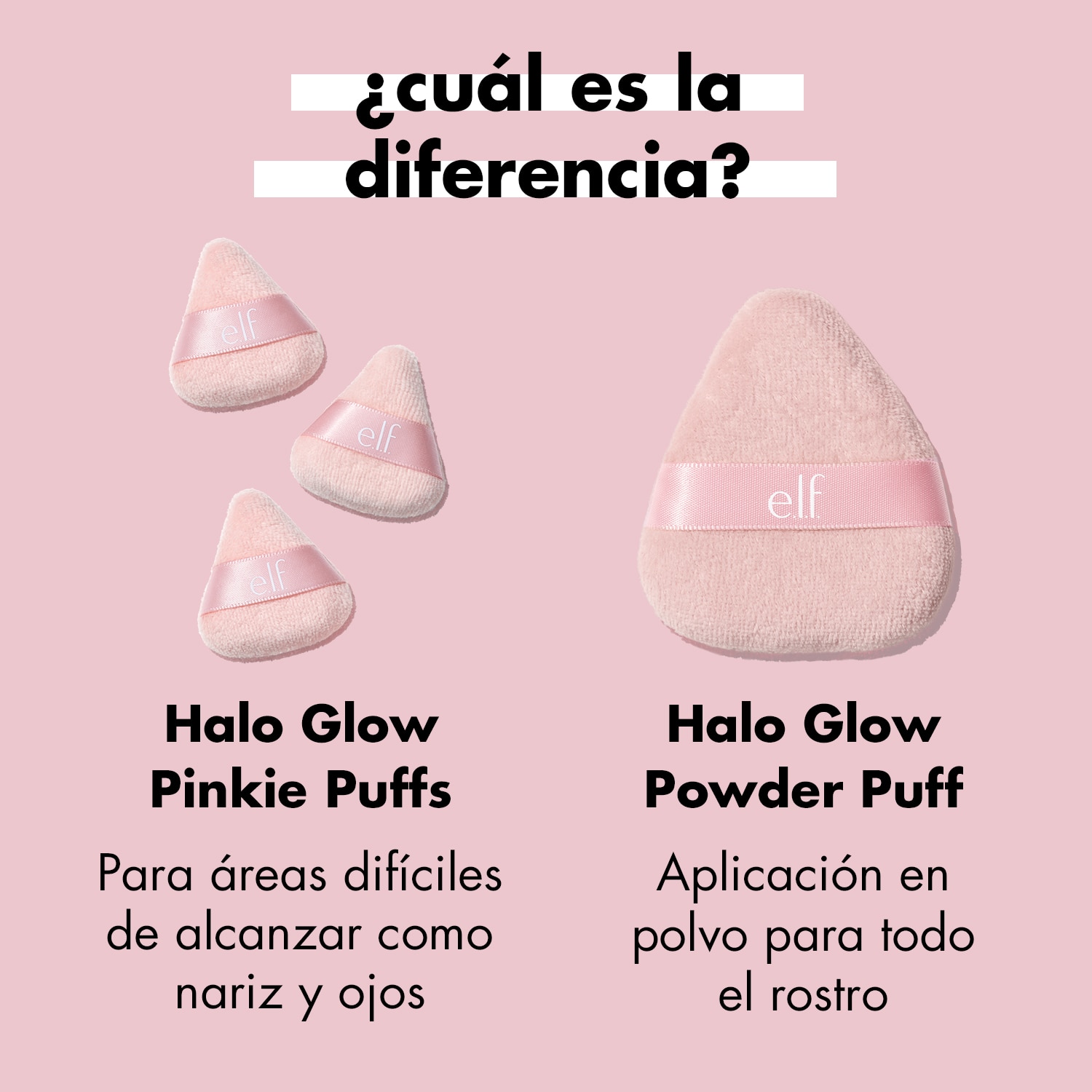 E.L.F. HALO GLOW PINKIE PUFFS (SET DE 3 MINI ESPONJAS DE VELOUR REUTILIZABLES PARA MAQUILLAJE)